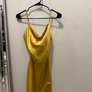 Fashion Nova Yellow Satin Dress